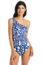 Animal Haven One Shoulder Tummy Control One Piece Mesh Swimsuit