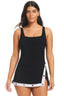 Colorblock Tummy Control Grommets Swim Dress