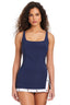 Colorblock Tummy Control Grommets Swim Dress
