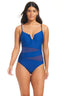 Solid Essentials Mesh Over The Shoulder One Piece Mesh Tummy Control Swimsuit - Beyondcontrolswimwear