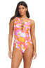 Italic Floral High Neck Tummy Control One Piece Swimsuit