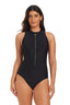 Zip Rashguard Tummy Control One Piece Swimsuit