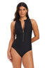 Zip Rashguard Tummy Control One Piece Swimsuit