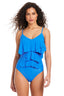 Atlantic Blue Solid Essentials Geometric One Piece Swimsuit