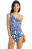 Animal Haven One Shoulder One Piece Mesh Tummy Control Swimsuit - Beyondcontrolswimwear