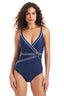 The Colorblock Surplice Mio W Gold Buckle One Piece Swimsuit