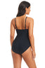 Solid Essentials Mesh Over The Shoulder One Piece Mesh Tummy Control Swimsuit - Beyondcontrolswimwear