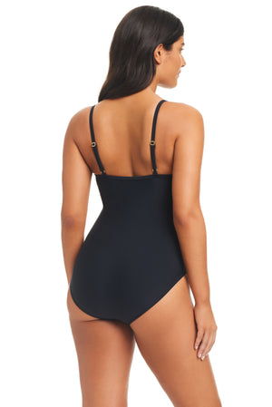 Core Mesh Over The Shoulder One Piece Mesh Tummy Control Swimsuit - Beyondcontrolswimwear