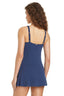 Fine Detail Square Neck Swim Dress - Dark Navy