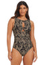 Foil Me Once High Neck One Piece Swimsuit