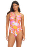 Beyond Tummy Control Italic Floral Hardware High Neck One-Piece