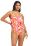 Beyond Tummy Control Italic Floral Geometric Overlay One Piece Swimsuit