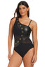 Leather One Shoulder One Piece Swimsuit