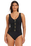 Leather V Neck One Piece