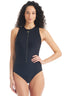 Core Zip Front Sleeveless Rashguard One Piece Tummy Control Swimsuit - Beyondcontrolswimwear