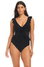 Solid Essentials Ruffle Cut Out One Piece Swimsuit