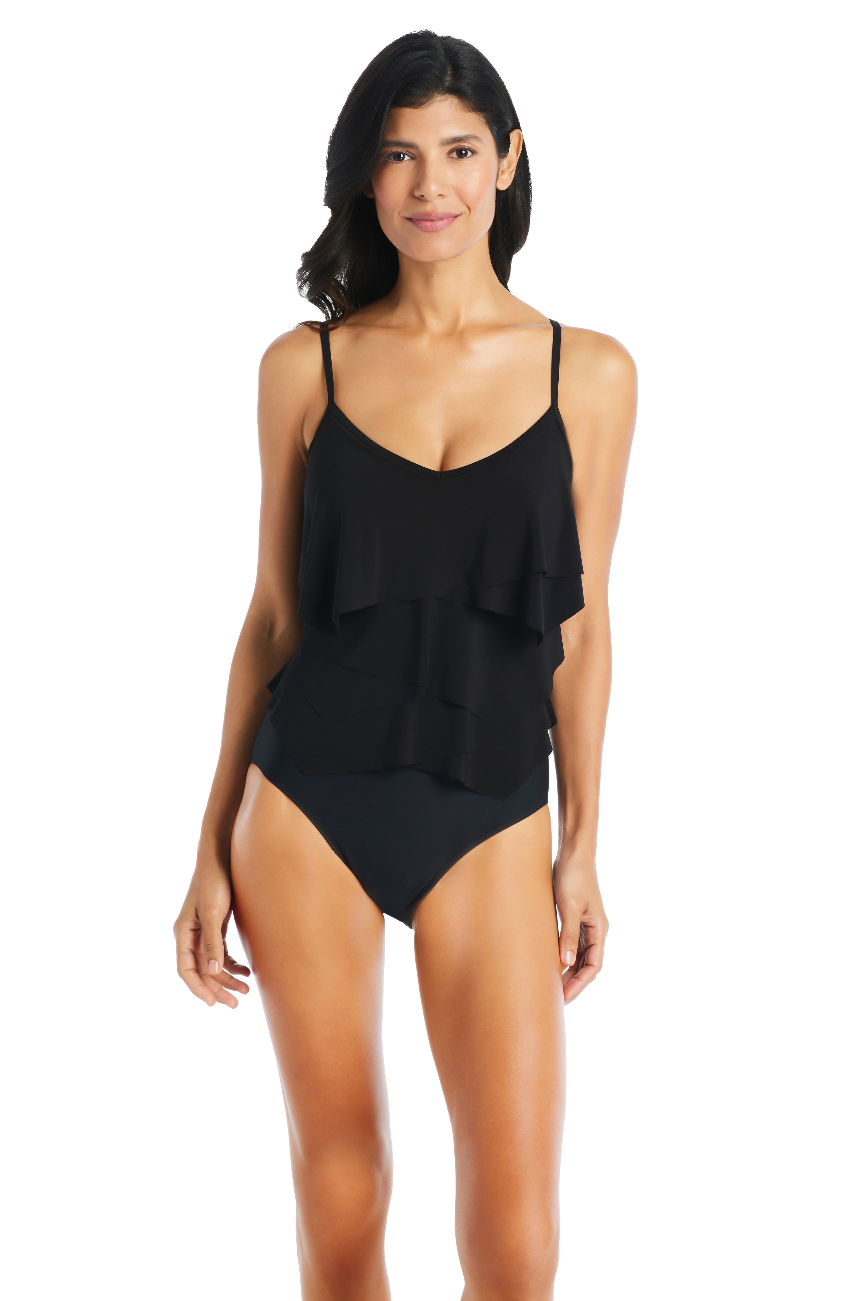 Essentials Women's Plunge Tummy Control Shaping Swimsuit